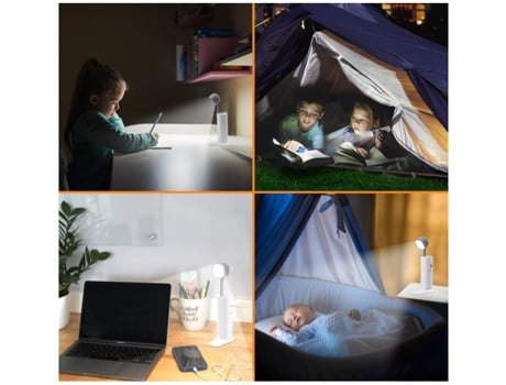 Lámpara de escritorio pequeña, mini lámparas de mesa para oficina en casa, linterna LED portátil/luz de libro con puerto de carga USB (5000 mAh) CH...