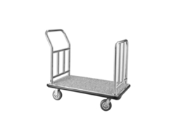 Carro de equipaje de hotel de 340 kg con estructura de acero inoxidable, 6 ruedas y plataforma giratoria Tekmaquinas