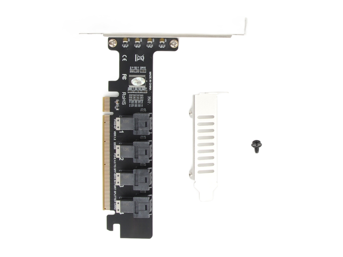 Tarjeta Adaptadora Pcie X16 A 4 Puertos U.2 Nvme Con Indicador Led Sff8643 Sff8639