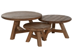 Set 3 Mesa Centro Teca Reciclada 80x80x45cm