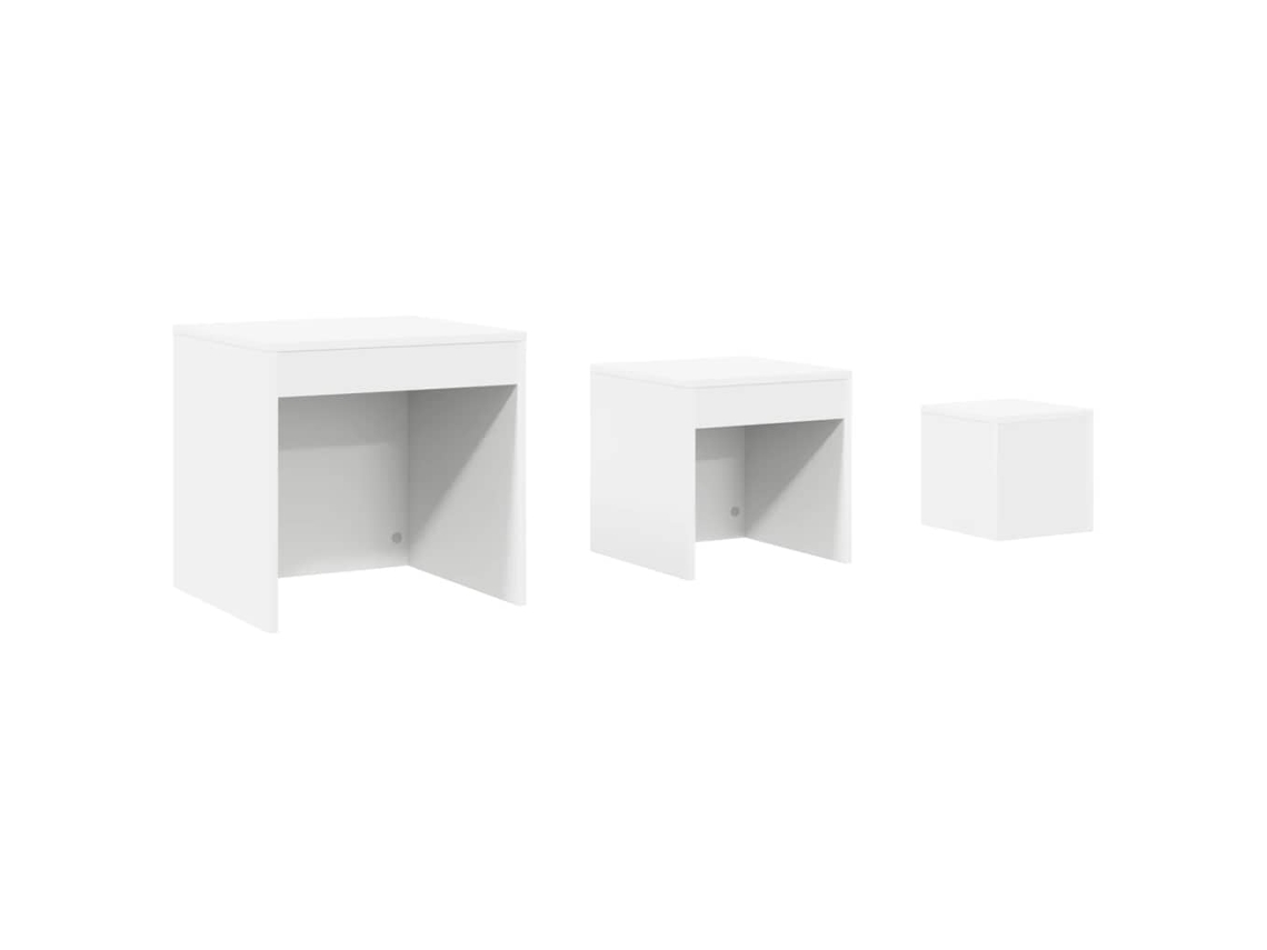 Mesas empotradas de 3 piezas, madera procesada, blanco, MAISON EXCLUSIVE