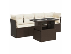 Maison Exclusive - Set Comedor De Jardín 5 Piezas Y Cojines Ratán Sintético Marrón