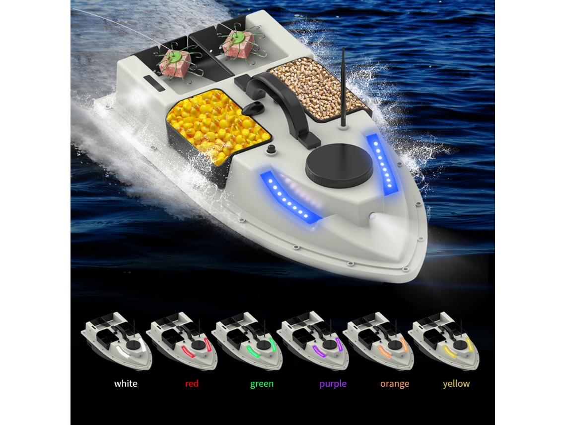 Barco De Cebo De Pesca Con GPS Y Control Remoto | Batería De 12000 MAh Y Autonomía De 2-4 Horas | Alcance 100-500 M | 3 Jaulas Independientes