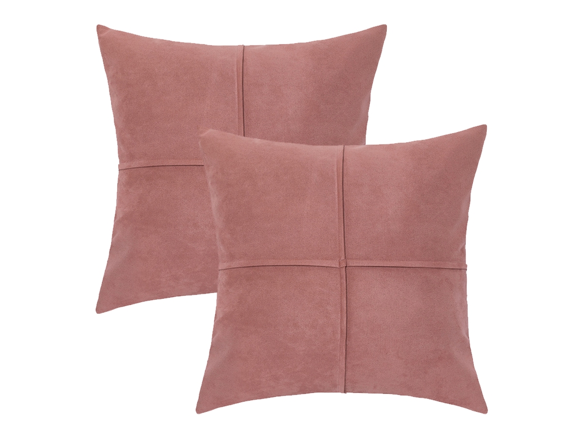 Juego De 2 Fundas De Almohada De Piel Sintética, 45,7 X 45,7 Cm