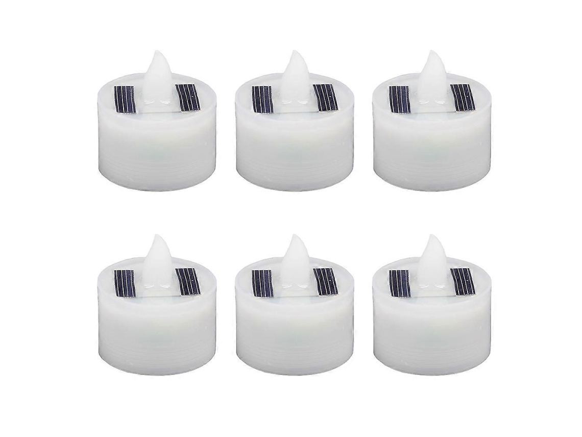 Omni-6 Lámparas De Vela Solar Eléctricas Led Decorativas Atmósfera Romántica Sin Llama Ecoamigables Para Fiesta Hogar 3,7x3,6 Cm Blanco