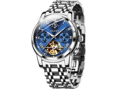VEANXIN Reloj mecánico hueco impermeable luminoso automático para hombre(plata)