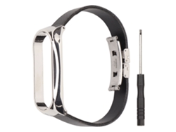 Reemplazo De Hebilla De Mariposa De Doble Presión Con Nfc Para Funda Xiaomi Mi Band 6/5 Color Negro Plateado
