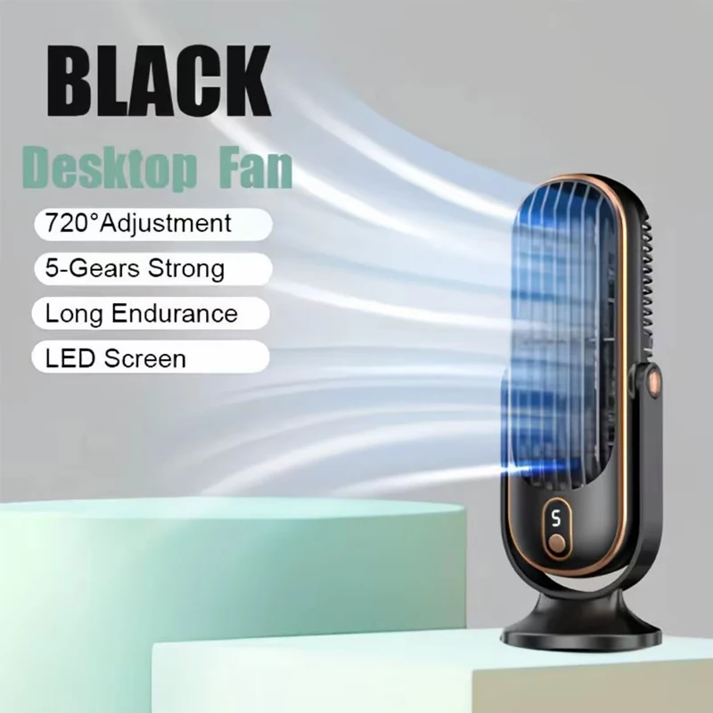 Ventilador De Escritorio Portátil Y Elegante Con Batería De Alta Capacidad, Doble Motor Y Diseño Elegante (negro).