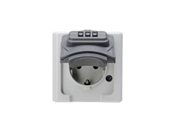 Base Fija (2pt Tipo F) Color Gris 16a 250v Con Cerradura De Combinación Kopp