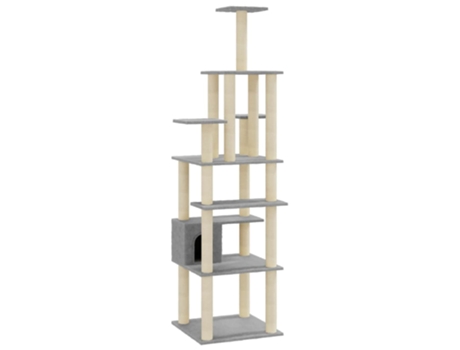 vidaXL Rascador para gatos con postes de sisal gris claro 183 cm