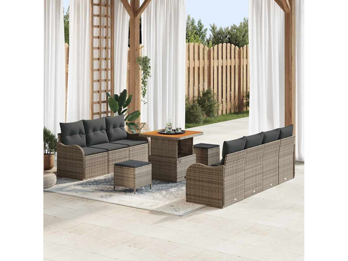 Maison Exclusive - Conjunto De Sofá De Jardín Con Cojín Con Almohada 10 Pcs Gris