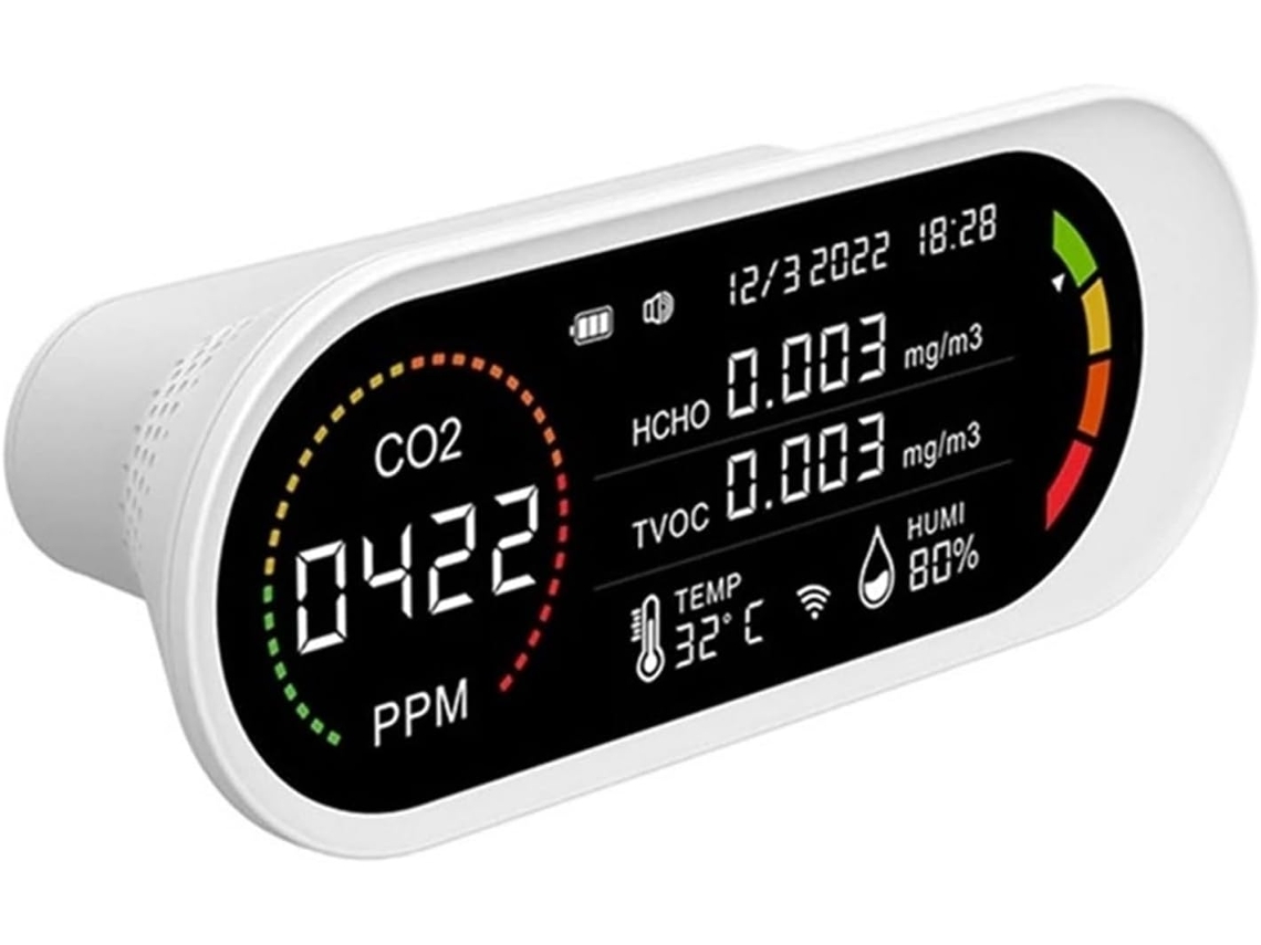 Detector De Calidad Del Aire 5 En 1, Ordenador Co2 Tvoc Hcho