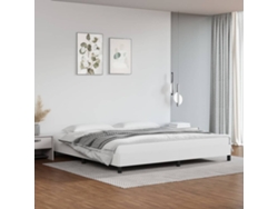 Estructura De Cama Sin Colchón Cuero Sintético Blanco 200x200cm