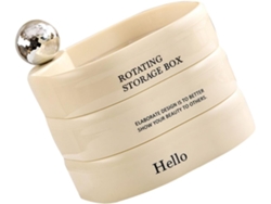 Joyero Blanco Abs Pet Múltiples Compartimentos Diseño Giratorio 3 Niveles Estructura Moderna Sencilla Guardar