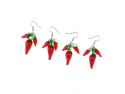 2026-8551-aretes Colgantes De Pimiento Picante De Vidrio Lampwork, Estilo Étnico Siciliano, 2 Pares, Largo 55mm