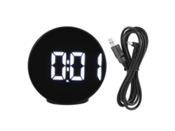 Reloj despertador electrónico portátil LED con control de voz, pantalla de temperatura y espejo negro