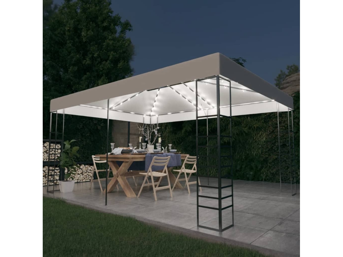 Cenador con guirnalda de luces LED, 4 x 3 x 2,7 m, blanco, WSD817398, Lovely Home