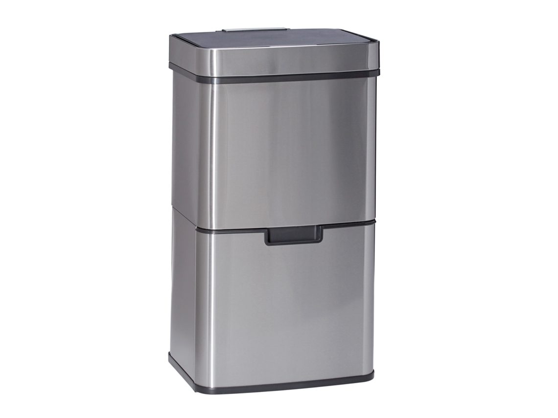 Relaxdays Cubo Basura Reciclaje Con Sensor, Acero Inoxidable, Plateado, 74.5 X 42 X 31.5 Cm