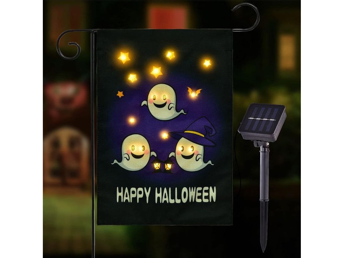 2026altiro-guirnalda De Jardín De Halloween Con Luces Solares, Guirnalda Decorativa De Jardín De Doble Cara Con Diseño De Fantasma.