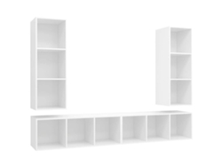 Muebles de TV de pared de 4 piezas, madera contrachapada blanca, EXCLUSIVO DE MAISON
