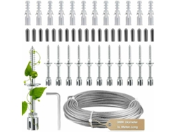 Soporte para plantas trepadoras, Kit completo en acero inoxidable con soporte de pared y cuerda de 3 mm de diámetro (16 m)