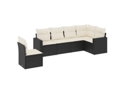 Maison Exclusive - Set De Sofás De Jardín 6 Piezas Y Cojines Ratán Sintético Negro
