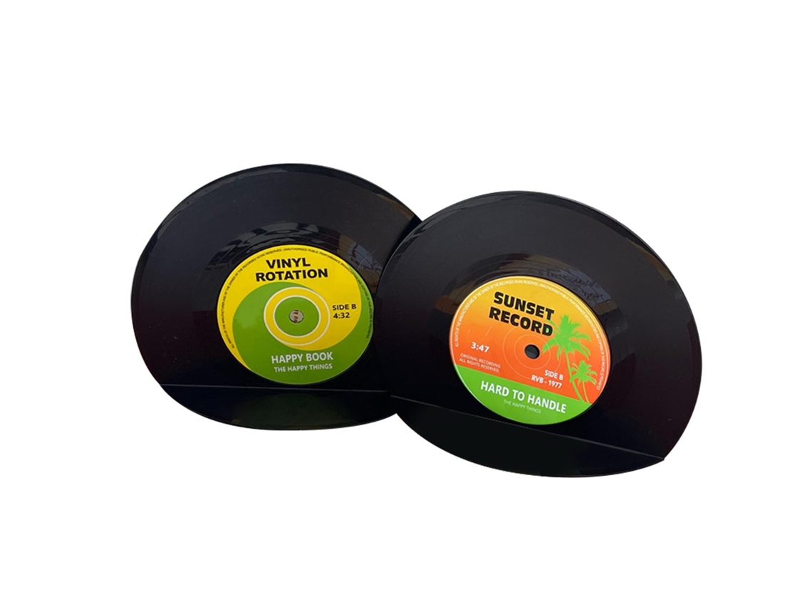 Baok - 2 piezas de sujetalibros con forma de disco de vinilo con bordes redondeados, estilo antiguo, ideales para estanterías de estudiantes.