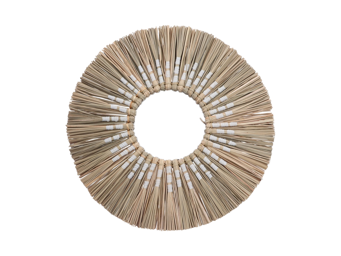 Baok: espejo de pared redondo residencial fabricado con fibra de junco tejida, ideal para el dormitorio, la sala de estar y para maquillarse.