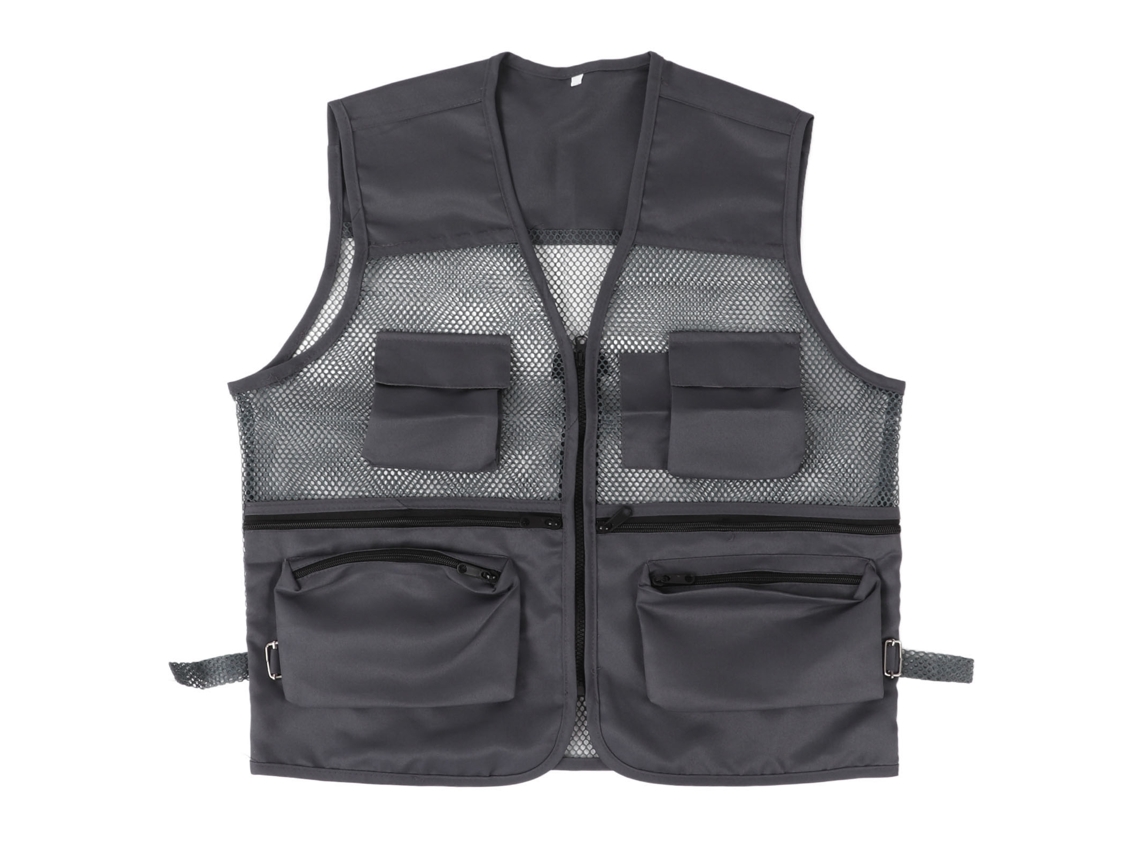 2026rebe-chaleco Militar Transpirable Con Multi Bolsillos Malla Para Pesca Y Caza Actividades Al Aire Libre Xxl Gris Oscuro
