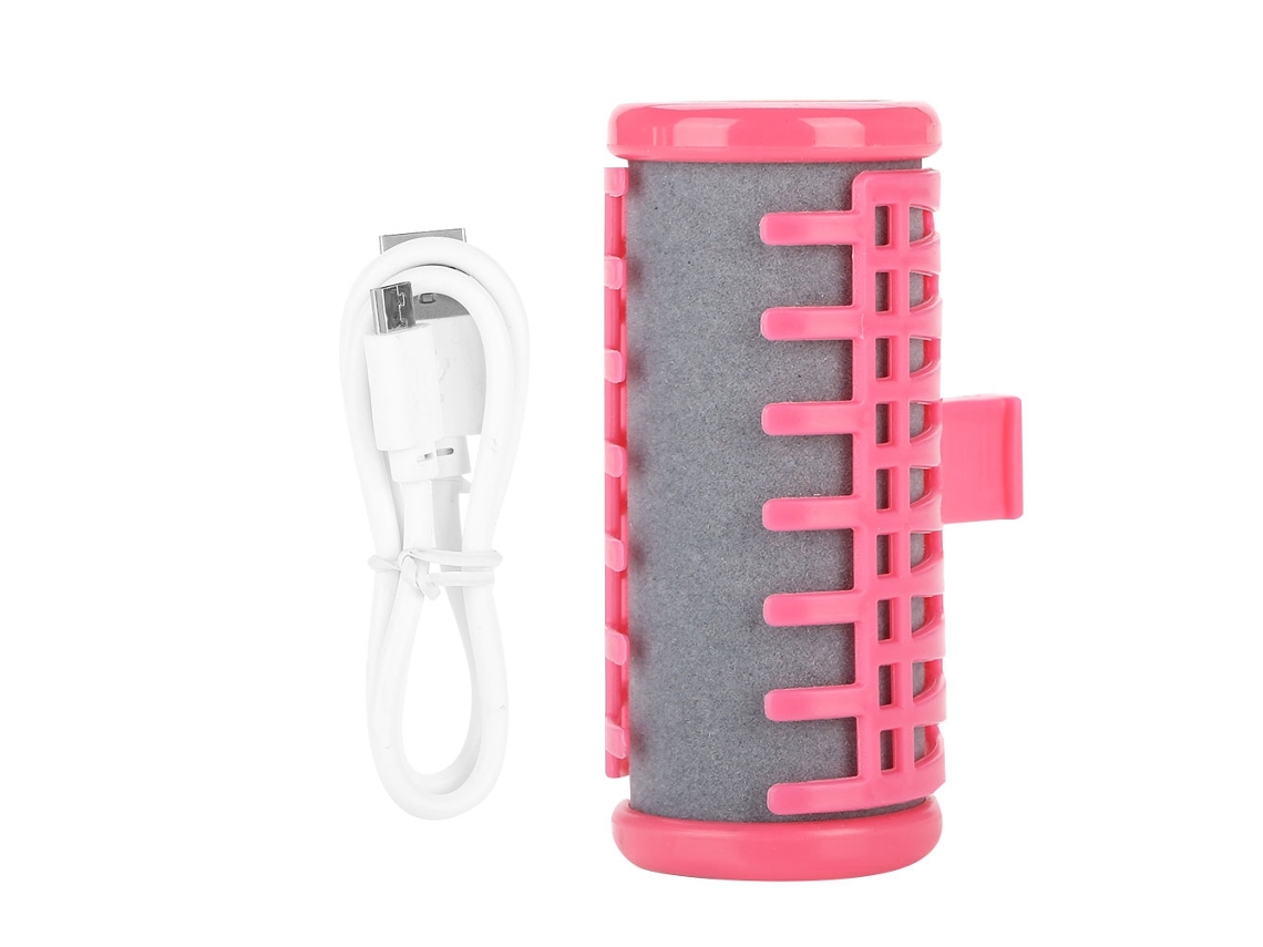Rulo De Pelo Inalámbrico Recargable Usb Peineta Transparente Mini Rizador Eléctrico (rosa)