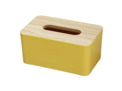 Caja de Organización Porta Pañuelos Cubierta Rectangular Amarillo (22x14x11cm) Kofihety