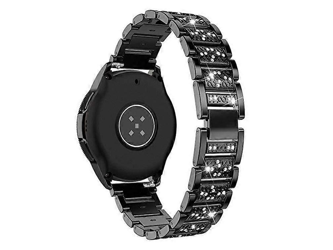 Correa de metal para reloj inteligente de 18 mm con 3 cuentas de diamantes de imitación, compatible con Garmin Venu 2s/Vivoactive 4s Chennnls