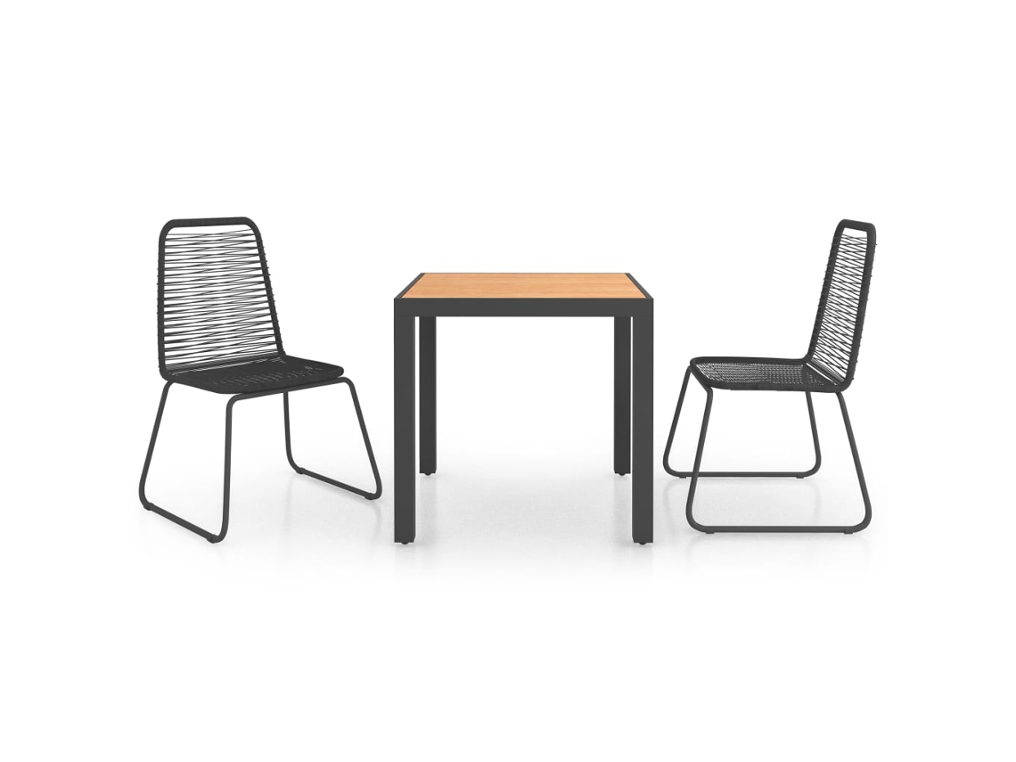 Conjunto 3 de comedor de jardín de VIDAXL PVC ratán negro y marrón