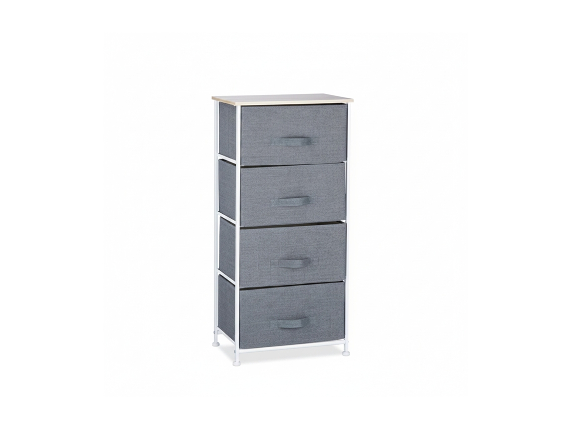 Relaxdays Cajonera Multiusos Con 4 Cajones, Metal-tela, Gris, 95 X 45 X 30 Cm