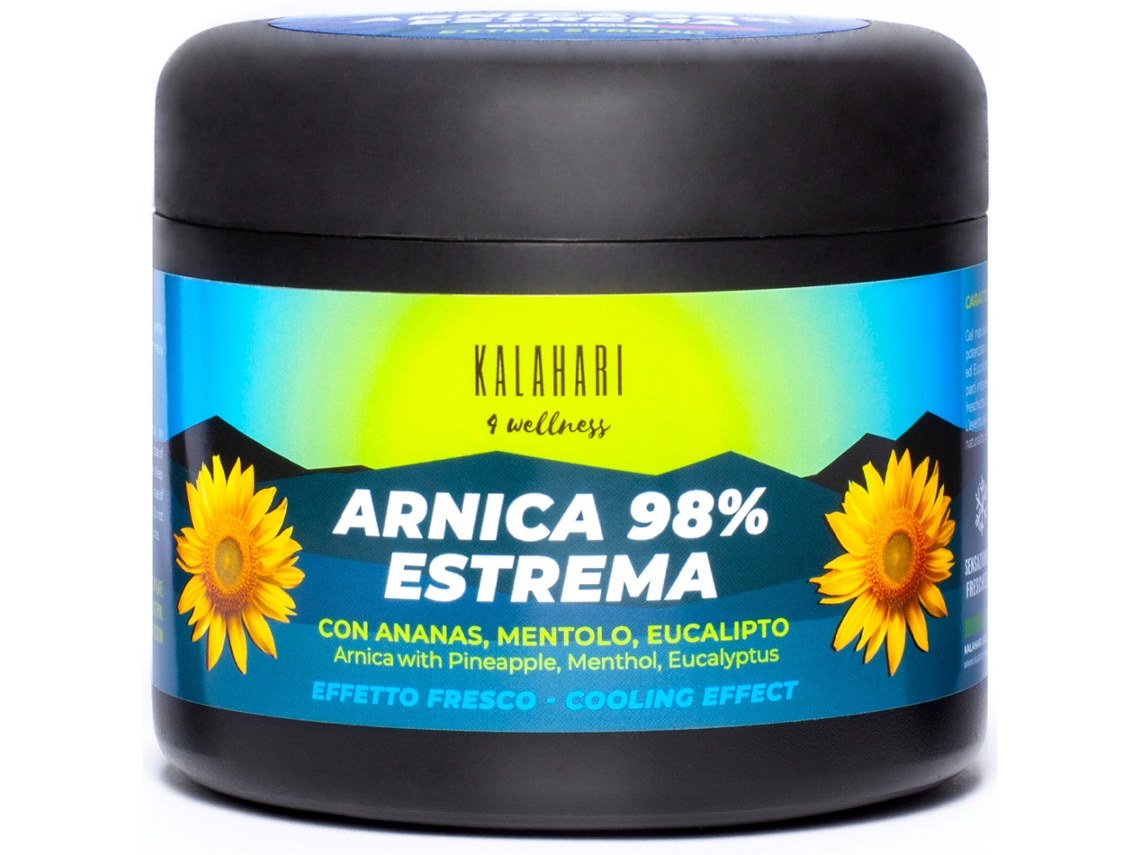 KALAHARI Gel de Árnica 98 – Extremadamente fuerte, potenciado con extracto de Piña - Acción intensa para masajes musculares y articulares – Efecto