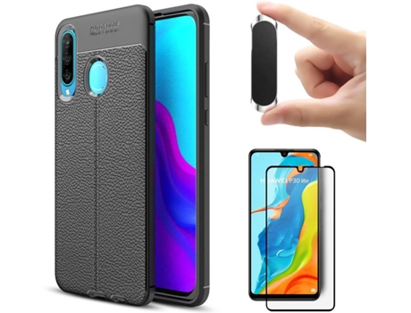 Carcasa, Protector y Soporte Huawei P30 Lite Rugged Leather Negro