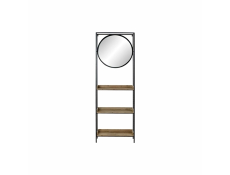 Espejo de pared DKD Home Decor Espejo Natural Negro Metal Madera (61 x 17,5 x 181 cm)