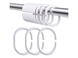 2026-24 Anillos De Plástico Para Cortinas C-forma, Ganchos Para Cortina De Baño Blancos, Resistente A La Corrosión