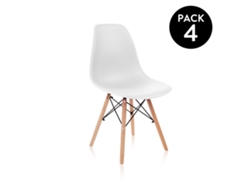 Pack 4 sillas con estructura en madera de haya 46 cm Tower Wood Blanco 56 x 81 x 47 cm