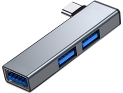 Adaptador expansor USB 3.0 para portátil con concentrador tipo C de 3 puertos, gris, Digitallab