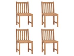 Sillas de jardín DKD Home Decor de 4 piezas con cojines, madera maciza de teca