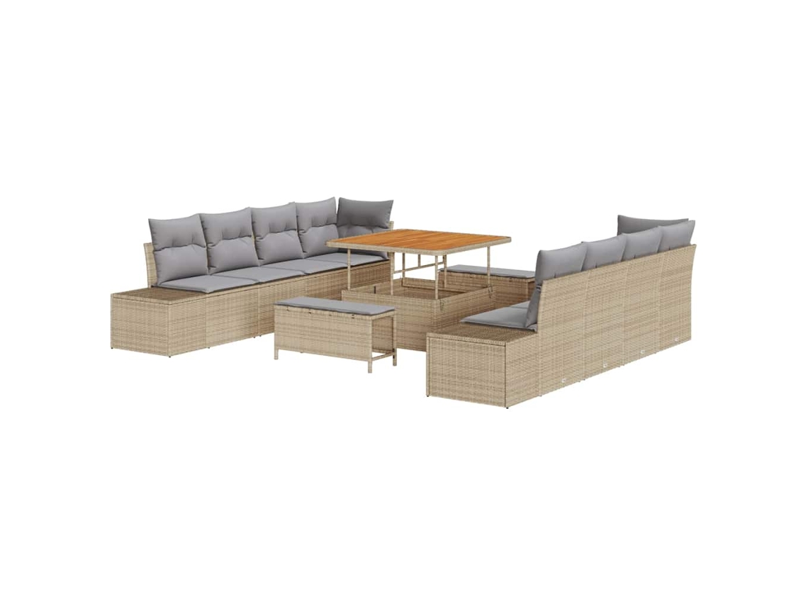 Maison Exclusive - Juego de sofás de jardín de ratán sintético beige de 11 piezas