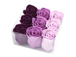 Set de 9 Flores de Sabão Rosas Lavanda 9X9X4 Cm