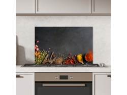 Protector antisalpicaduras de cocina con hierbas, especias, pimentón negro y canela, 70x50 cm.