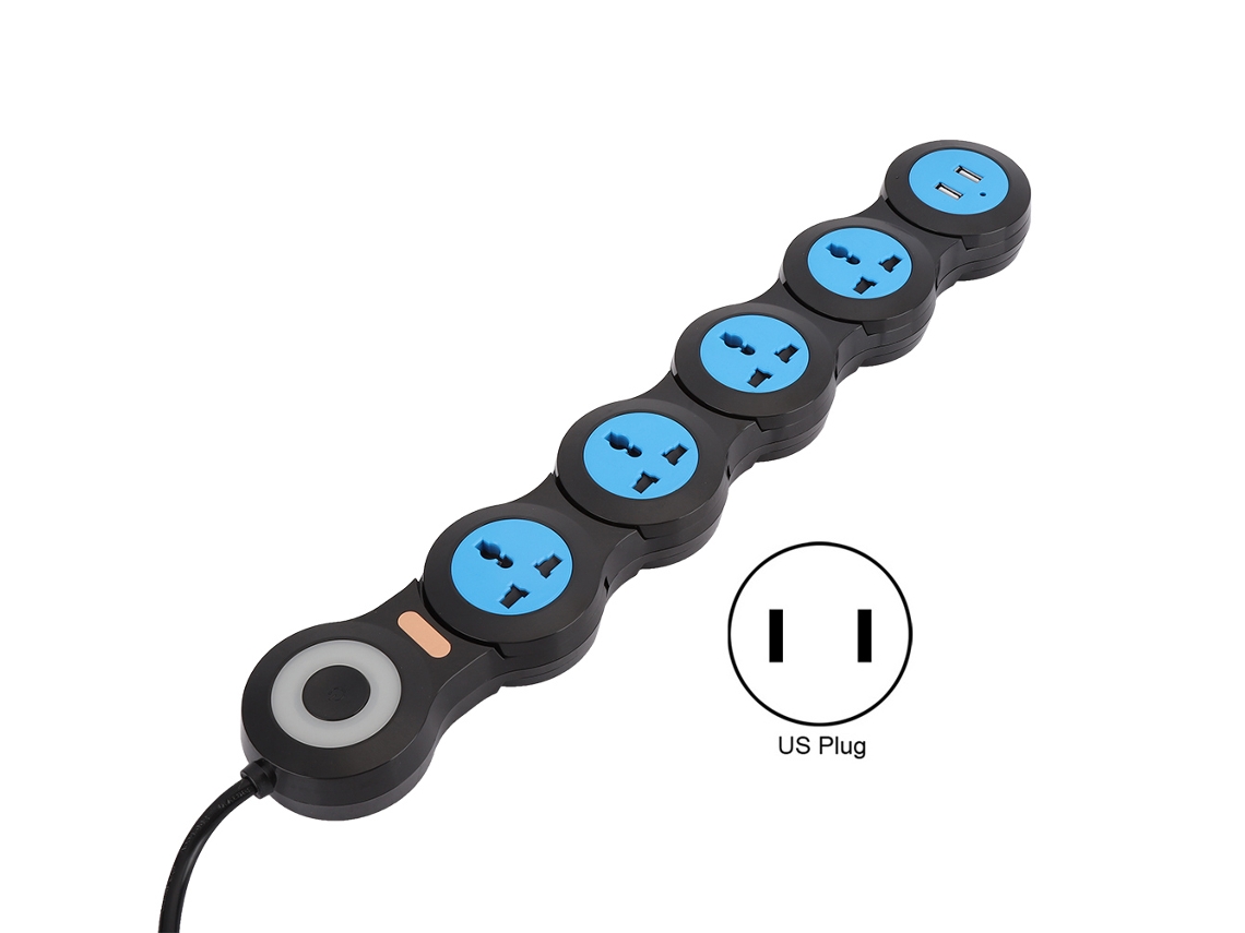 Enchufe Multifuncional (5 Puertos 10a, Con Puerto Usb, Compatible Con Enchufe Estadounidense)