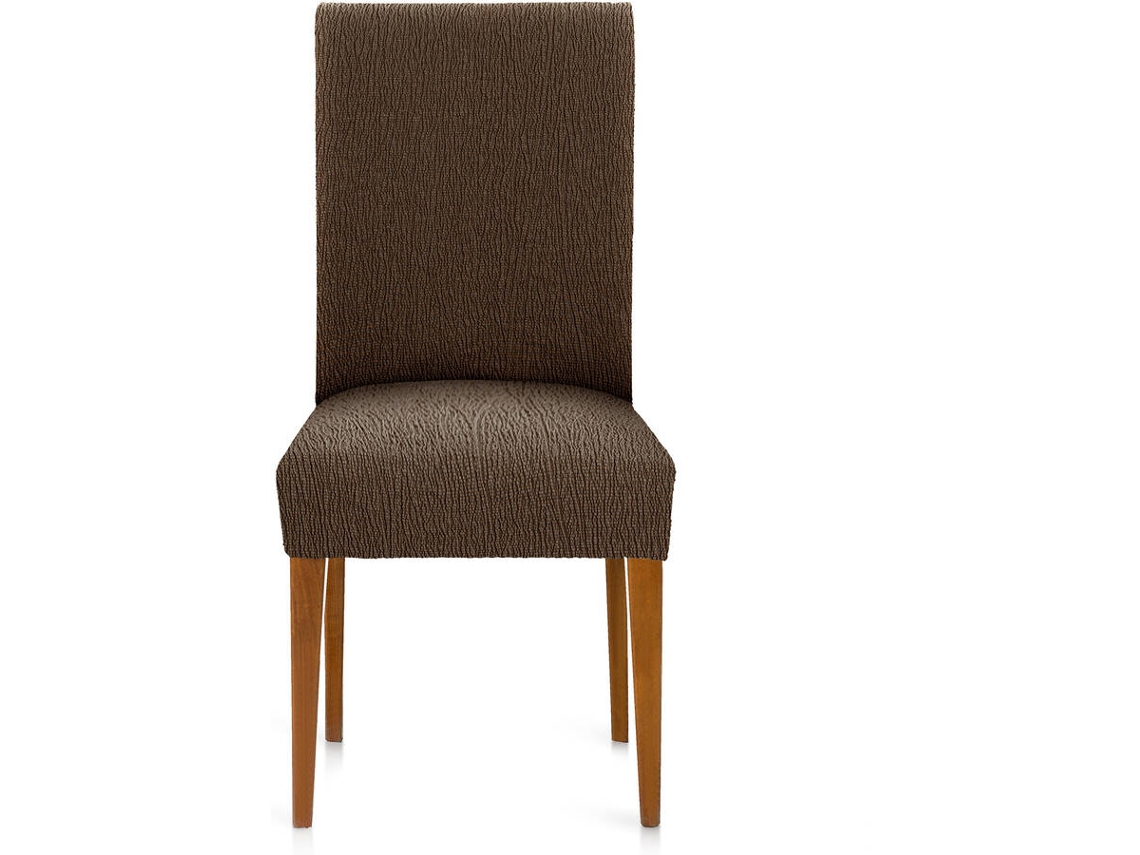 Funda de Silla EYSA Premium Troya Pack de 2 Fundas Tejido Multielástico (50 x 50 x 55 cm - Poliéster y Algodón - Marrón)