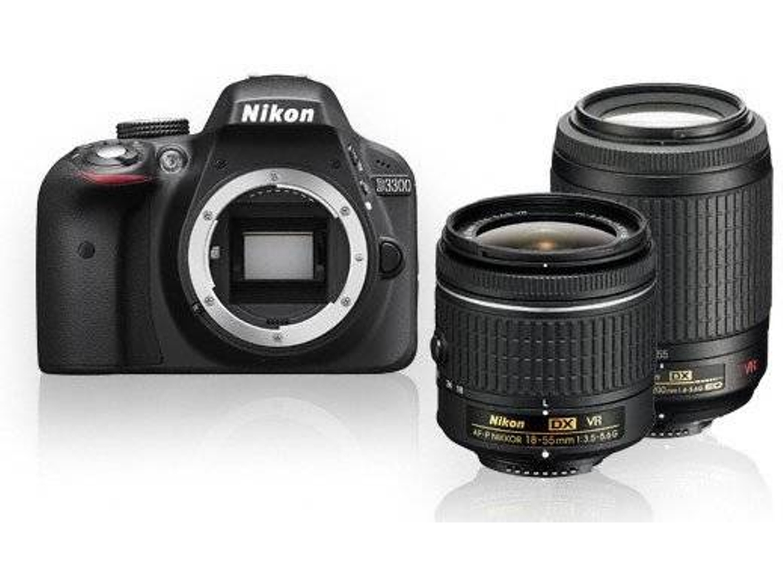 Kit Cámara Réflex NIKON D3300+ AF-P DX 18-55 VR + AF-S DX 55-200 VR II