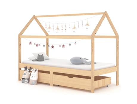 Estructura de cama infantil VIDAXL Marrón Madera (200x90x140 cm)