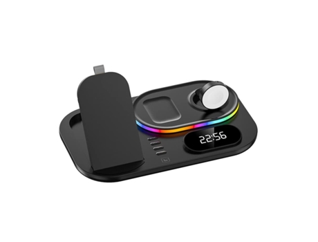 Estación de Carga Sem Relógio Luz Noturna Fast Qi para iPhone 13/12 YIZHOOD Negro