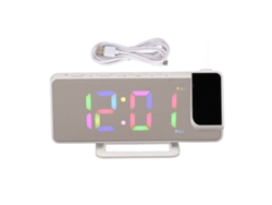 Proyector digital LED RGB Baok-reloz con espejo grande y alarma electrónica de sobremesa blanca
